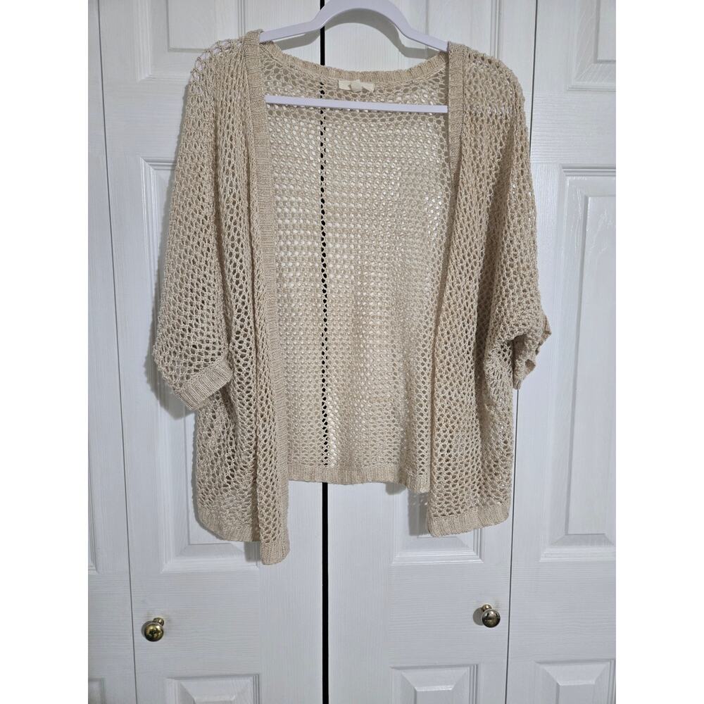 Mine m/l women's tan loose knit open front cardigan